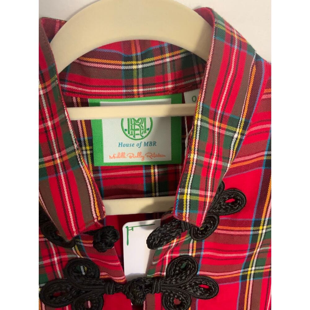HOUSE OF MBR RED TARTAN BOUVIER LONG $385 NWT SIZE SMALL - Picture 7 of 15